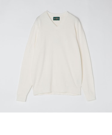 ALANPAINE: 14ゲージ コットン Vネック ニット