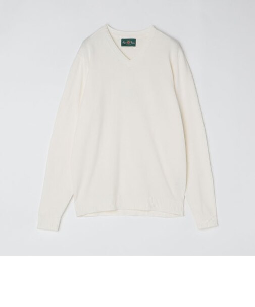 ALANPAINE: 14ゲージ コットン Vネック ニット
