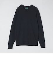 ALANPAINE: 14ゲージ コットン Vネック ニット