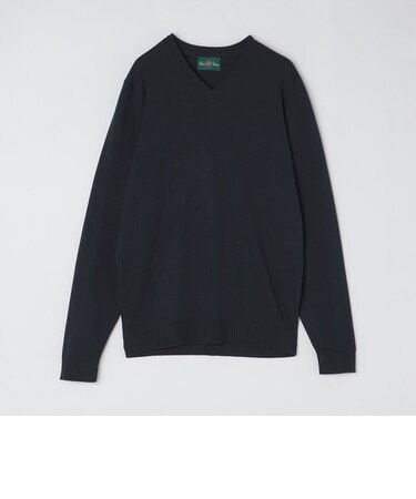 ALANPAINE: 14ゲージ コットン Vネック ニット