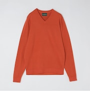 ALANPAINE: 14ゲージ コットン Vネック ニット