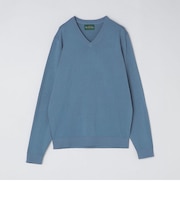 ALANPAINE: 14ゲージ コットン Vネック ニット