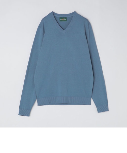 ALANPAINE: 14ゲージ コットン Vネック ニット