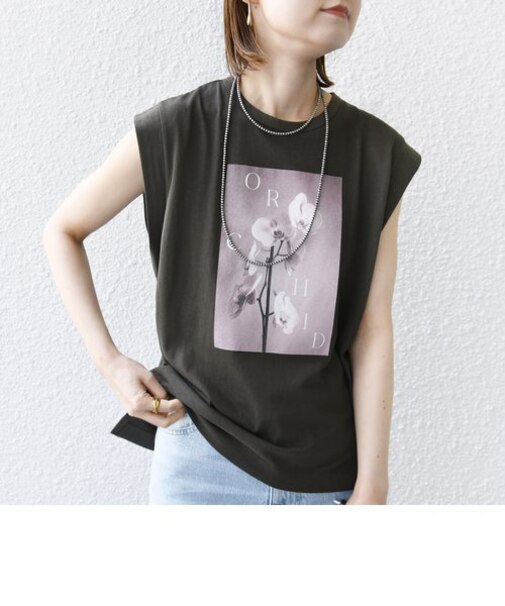 *【SHIPS別注】81BRANCA:ノースリーブ シアー フォト TEE ◇