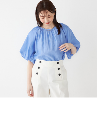 SHIPS Colors:〈手洗い可能〉スラブ ボリュームスリーブ ブラウス◇