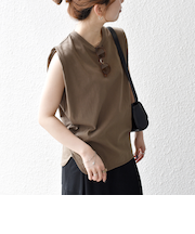 SHIPS any:〈抗菌防臭/洗濯機可能〉USAコットン ラウンドヘム ノースリーブ TEE