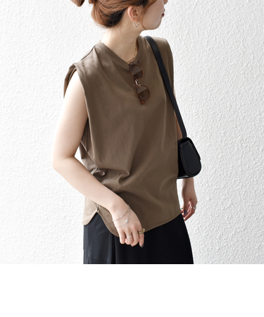 SHIPS any:〈抗菌防臭/洗濯機可能〉USAコットン ラウンドヘム ノースリーブ TEE