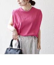 《一部追加予約》SHIPS any:〈抗菌防臭/洗濯機可能〉USAコットン ラウンドヘム ノースリーブ TEE