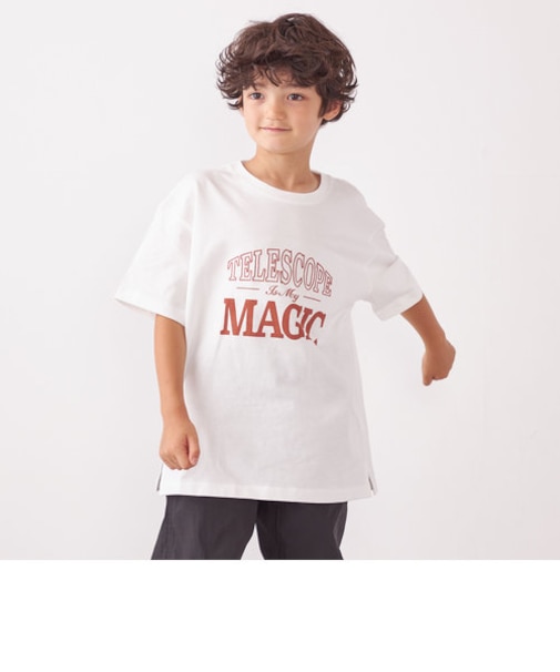 SHIPS any: プリント × 刺繍 ロゴ Tシャツ<KIDS>