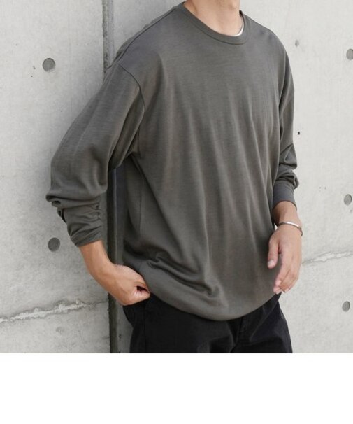 SHIPS any: 〈手洗い可能〉バンブー レーヨン ウール混 ルーズ ロングスリーブ Tシャツ ［BRIOS］◇