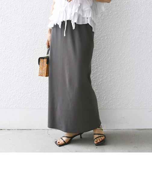 〈手洗い可能〉リブ ジャージー 2WAY ストレッチ スカート