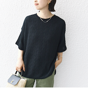 〈手洗い可能〉ランダム ブルーゼ ショート スリーブ プルオーバー