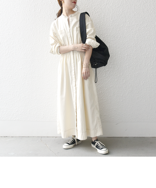 一部追加予約》SHIPS any: シャーリング デニム ポケット ワンピース