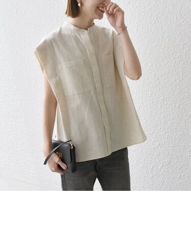 【WEB限定】SHIPS any:〈洗濯機可能〉コットン リネン フレンチスリーブ ポケット シャツ