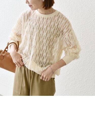 SHIPS any:〈手洗い可能〉フリンジ チュール プルオーバー