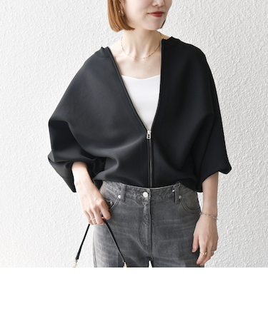 《一部追加予約》【WEB限定】SHIPS any:〈手洗い可能〉ドルマン ジップ ブルゾン カーディガン