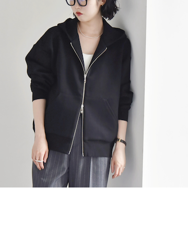 quaranciel:〈洗濯機可能〉ポンチ ダブルジップ スウェット パーカ