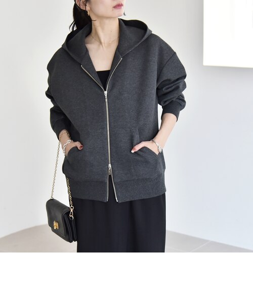 quaranciel:〈洗濯機可能〉ポンチ ダブルジップ スウェット パーカー