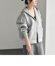 《一部追加予約》quaranciel:〈洗濯機可能〉ポンチ ダブルジップ スウェット パーカー