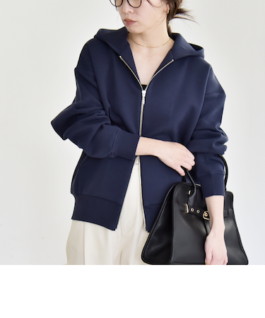 《一部追加予約》quaranciel:〈洗濯機可能〉ポンチ ダブルジップ スウェット パーカー