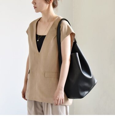 quaranciel:〈洗濯機可能〉ウーステッド フレンチスリーブ Vネック ベスト ジレ