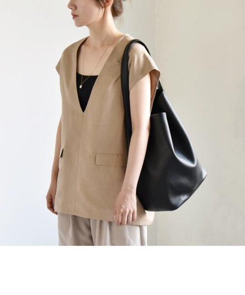 quaranciel:〈洗濯機可能〉ウーステッド フレンチスリーブ Vネック ベスト ジレ