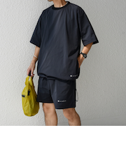 【WEB限定】SHIPS any:〈洗濯機可能〉ワッシャーナイロン スピンドル Tシャツ＋イージーショーツ セットアップ◆