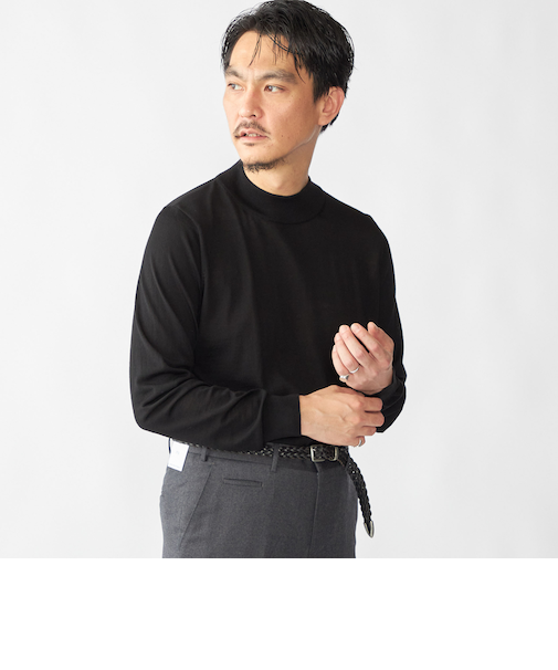 SHIPS:〈手洗い可能〉HANDFRAME 16ゲージ モックネック ニット