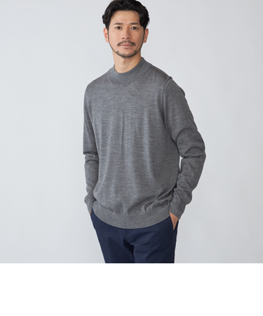 SHIPS:〈手洗い可能〉HANDFRAME 16ゲージ モックネック ニット