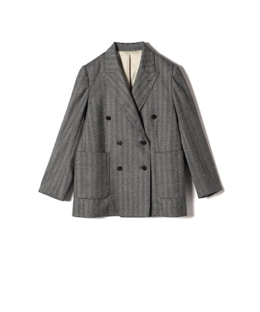 SHIPS Primary Navy Label: フラノ ヘリンボーン ダブルボタン ジャケット（セットアップ対応）