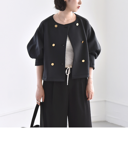 ノーリーズ　ウォッシャブルツイル フレンチジャケット ノーリーズ ウォッシャブル ツイル フレンチ ジャケット ホワイト