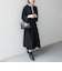 【WEB限定】SHIPS any: ダブルクロス ウエスト タック Aライン ワンピース ［NAVY BLUE］