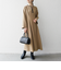 【WEB限定】SHIPS any: ダブルクロス ウエスト タック Aライン ワンピース ［NAVY BLUE］