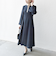 【WEB限定】SHIPS any: ダブルクロス ウエスト タック Aライン ワンピース ［NAVY BLUE］