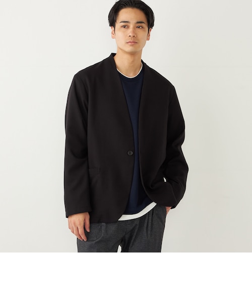 メンズのノーカラージャケット（ブラック）の通販｜&mall（アンド