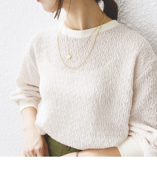 〈手洗い可能〉ランダムブルーゼ ロングスリーブ プルオーバー