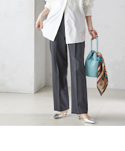 〈手洗い可能〉ストライプ ツイル ストレート パンツ