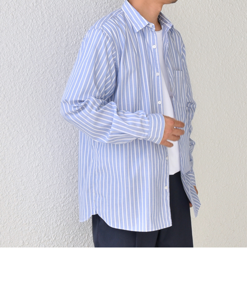 SHIPS any: ストライプ / ソリッド リラックス レギュラーカラー シャツ 25AW◆