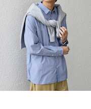 SHIPS any: ストライプ / ソリッド リラックス レギュラーカラー シャツ 25AW◇