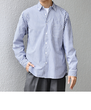 SHIPS any: ストライプ / ソリッド リラックス レギュラーカラー シャツ 25AW◇