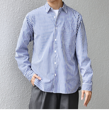 SHIPS any: ストライプ / ソリッド リラックス レギュラーカラー シャツ 25AW◇