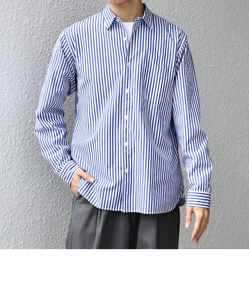 SHIPS any: ストライプ / ソリッド リラックス レギュラーカラー シャツ 25AW◇
