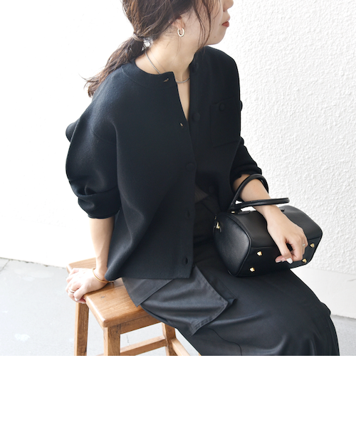 SHIPS any: ミラノリブ ノーカラー ニット ジャケット