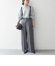 SHIPS any:〈洗濯機可能〉マニッシュ サスペンダー ワイド パンツ 24FW