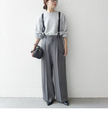 SHIPS any:〈洗濯機可能〉マニッシュ サスペンダー ワイド パンツ 24FW