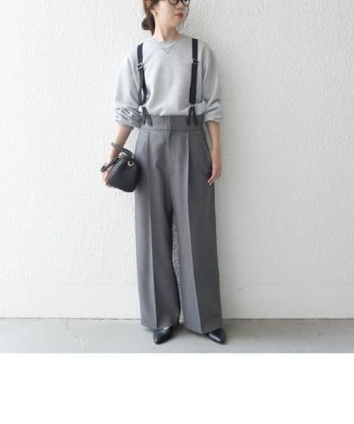 SHIPS any:〈洗濯機可能〉マニッシュ サスペンダー ワイド パンツ 24FW