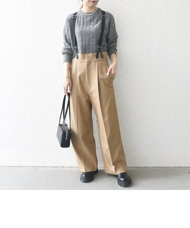 SHIPS any:〈洗濯機可能〉マニッシュ サスペンダー ワイド パンツ 24FW