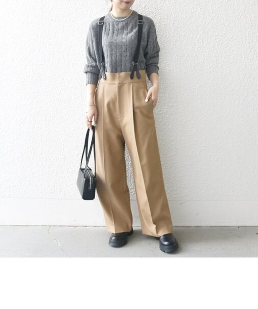 SHIPS any:〈洗濯機可能〉マニッシュ サスペンダー ワイド パンツ 24FW