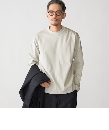 SHIPS: コットン ハイゲージ ポンチ ライト ロングスリーブ Tシャツ