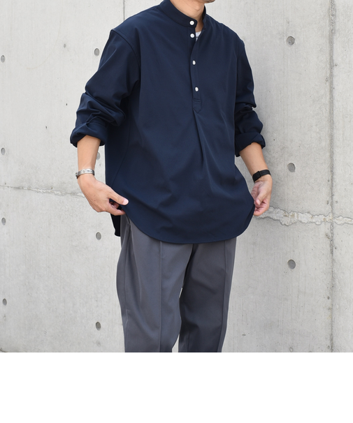 SHIPS any: SORONA(R) ストレッチ ジャージー バンドスキッパー プルオーバー シャツ◆